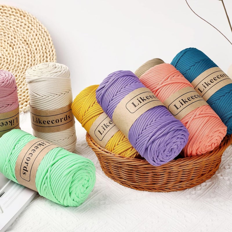 Likeecords 3 Skeins of 4mm Polyester Braided Macrame Cord 140Yard /426Feet,Elastic Yarn for Crocheting Bag Cord for DIY Crafts,Plant Hangers, Bag, and Home Decorations (Peacock Blue) - Image 5